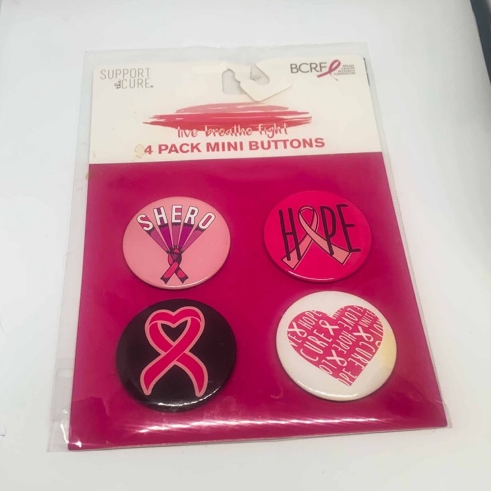 New BREAST CANCER AWARENESS 4 Pack Of Buttons With Free BCA Pink Ribbon Soaps - Picture 3 of 13